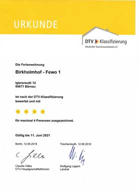 5 Sterne DTV-Klassifizierung Ferienwohnung 1