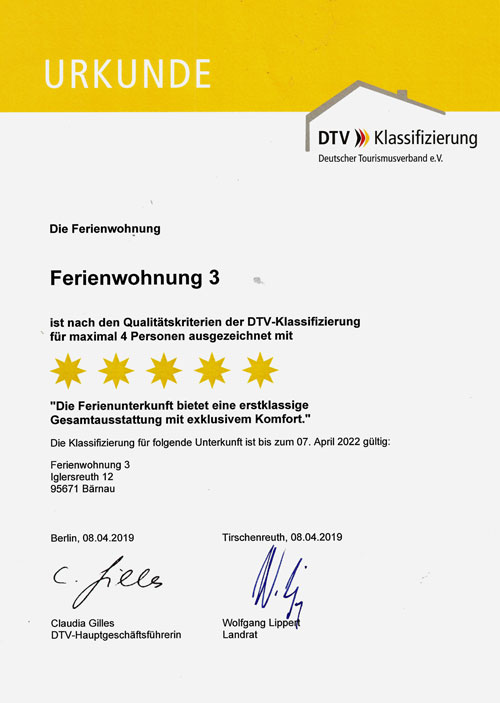 DTV Klassifizierung Ferienwohnung 3