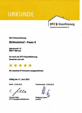 4 Sterne DTV-Klassifizierung Ferienwohnung 5