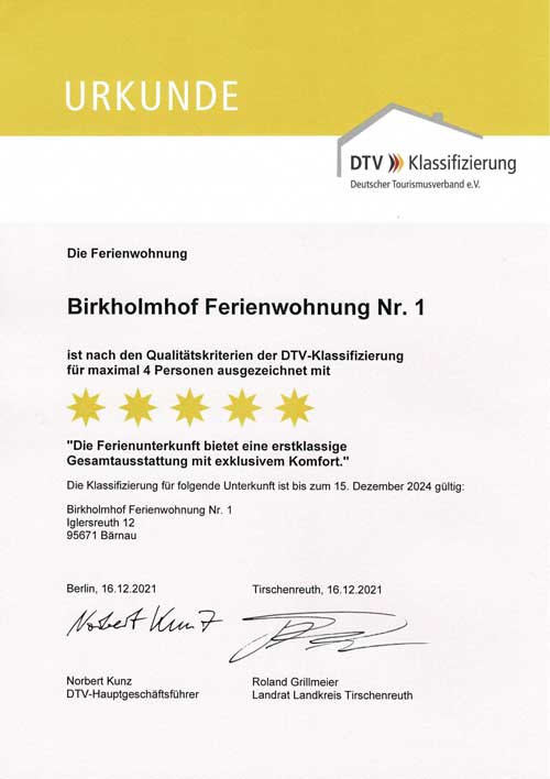 DTV Klassifizierung Ferienwohnung 1